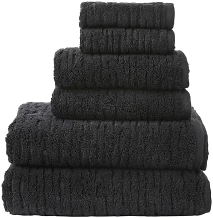 SKL Home CloudSoft Bath Towel Set, 6-Piece, 100% Cotton Luxury, Slate