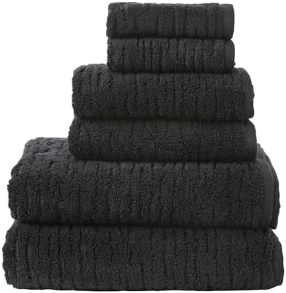 SKL Home CloudSoft Bath Towel Set, 6-Piece, 100% Cotton Luxury, Slate