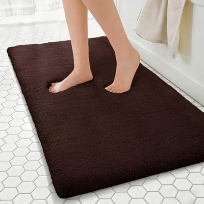 MINIDEAR Bathroom Rugs 47x17 Dark Brown - Thick Memory Foam Bath Mat, Ultra Soft & Plush Fluffy, Non-Slip, Quick Dry, Absorbent Washable Floor Microfiber Mat for Tub, Home Decor Accessories