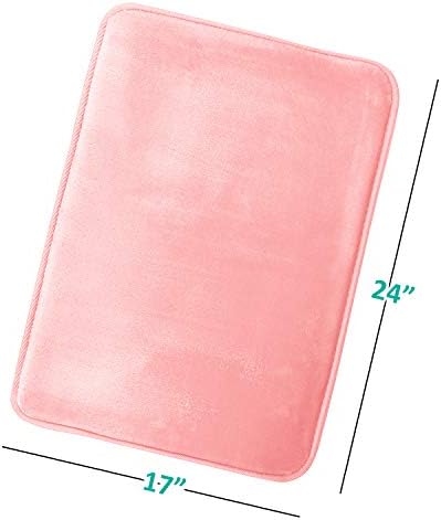 Clara Clark Bathroom Rugs, Velvet Memory Foam Bath Mat, Non-Slip, Machine Washable Bath Rugs - Dries Quickly, Ultra Soft Plush Bath Mats for Bathroom, 17 x 24, Coral Pink