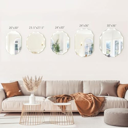 23.5x27.5 Inch Bathroom Mirrors for Over Sink, Round Frameless Mirror