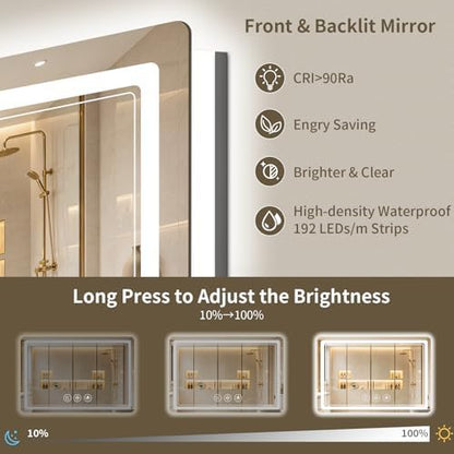 30"x55" LED Bathroom Mirror with Lights, Backlit + Front Lit, Anti-Fog, Lighted Bathroom Mirror for Wall, HD Shatterproof Tempered Glass, Dimmable, Memory Function (Horizontal/Vertical)