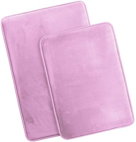 Clara Clark Bathroom Rug Set, 2 Piece Velvet Memory Foam Bath Mats with Non-Slip PVC Backing - Lavender Dream, Dries Quickly, Washable, Waterproof, Fade Resistant - 17x24 + 20x32 inches