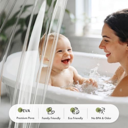 Bathway Shower Curtain Liner, Clear Shower Curtain Liner 60x64 PEVA Waterproof Shower Curtain Liner Plastic with 3 Magnets and 10 Rustproof Metal Grommets, Lightweight Shower Liner for Bathroom