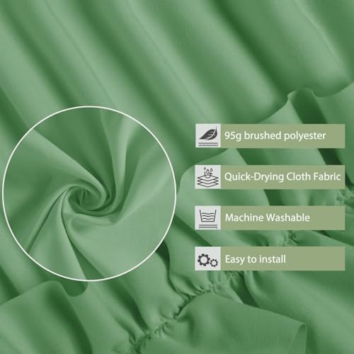 Farmhouse Ruffle Shower Curtain, Light Green, 72 x 72 in