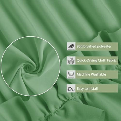 Farmhouse Ruffle Shower Curtain, Light Green, 72 x 72 in