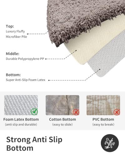 ILANGO Camel Bathroom Rugs 70" × 24" Non Slip & Super AbsorbentExtra Thick Soft, Washable Bath Carpet Runner for Floor, Microfiber Plush Shaggy Bath Mats with Tub for droom Bathtub Shower Room
