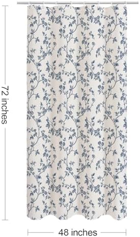 MitoVilla Small Stall Cotton Floral Shower Curtain for Bathroom,48 x 72
