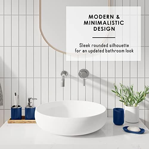 Clara Clark Bathroom Set - Navy Bathroom Accessories Set, 20PC Bathroom Accessory Set, Shower Curtain Set with Liner, Toothbrush Holder, Soap Dispenser, Soap Dish, Toilet Brush Holder, and Trash Can