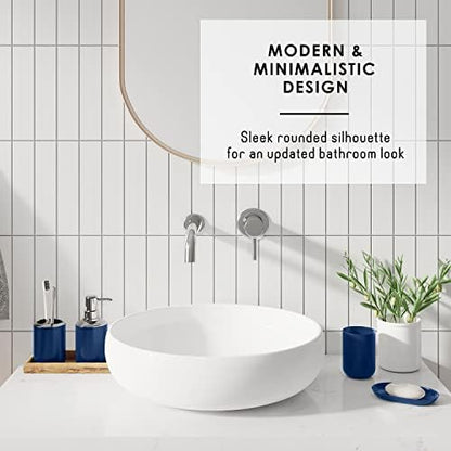 Clara Clark Bathroom Set - Navy Bathroom Accessories Set, 20PC Bathroom Accessory Set, Shower Curtain Set with Liner, Toothbrush Holder, Soap Dispenser, Soap Dish, Toilet Brush Holder, and Trash Can
