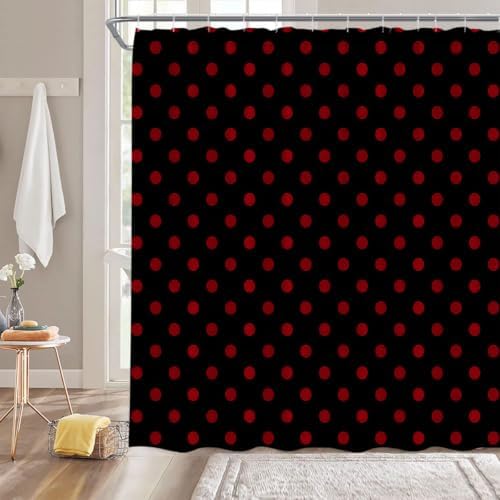 Polka Dot Shower Curtain Bathroom Decor 70x70 Inch with 12 Hooks,