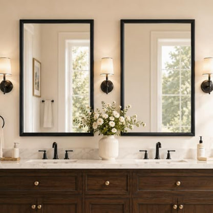 2 Pack Black Bathroom Mirrors for Over Sink 24x36 Inch