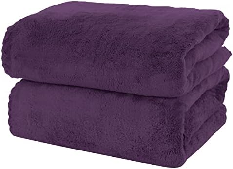 MOONQUEEN 2 Pack Premium Bath Towel Set - Quick Drying - Microfiber Coral Velvet Highly Absorbent Towels - Multipurpose Use as Bath Fitness, Bathroom, Shower, Sports, Yoga Towel (Grape Purple)