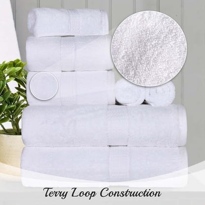 Superior Egyptian Cotton Plush & Absorbent, Face Towel Set of 6, White