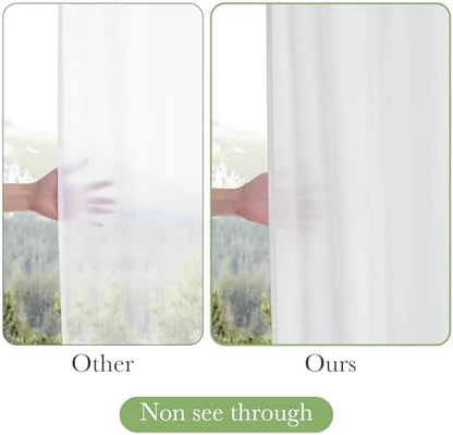 KGORGE Non See Through White Sheer Shower Curtain 84 inches Long, Privacy Button Hole Waterproof Lightweight Washable Shower Curtains for Bathroom Bathtub, W72 x L84, 1 Panel, Hooks Included