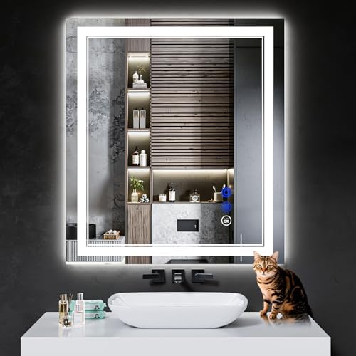 36"x32" LED Bathroom Mirror with Lights,Anti-Fog,3 Color Modes