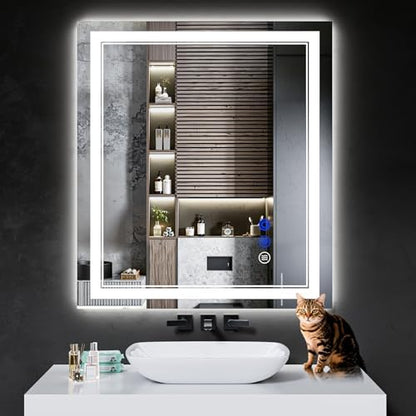 36"x32" LED Bathroom Mirror with Lights,Anti-Fog,3 Color Modes
