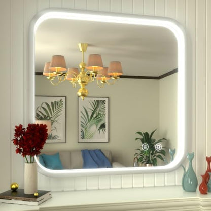 30"x30" Silver LED Bathroom Mirror with Lights,3000K/4500K/6000K