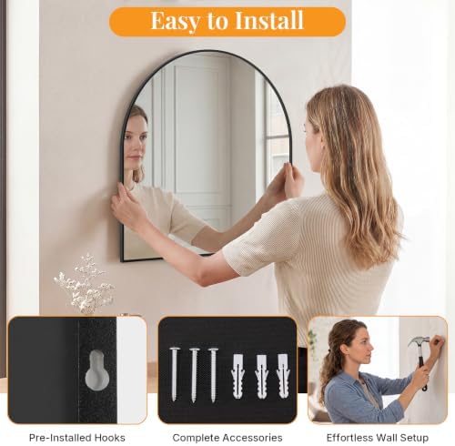 Sweetcrispy 31"x32" Arched Bathroom Mirror, Bathroom Mirrors for Over Sink