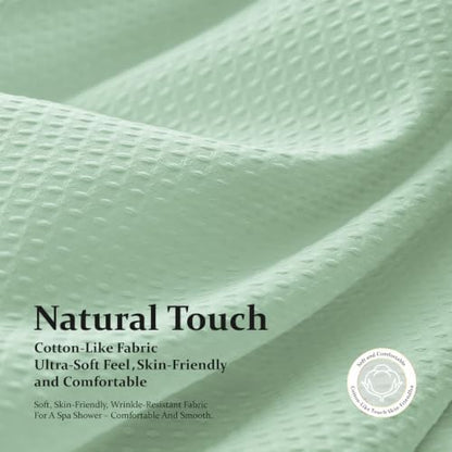 Dynamene Waffle Shower Curtain 256 GSM Heavy Duty Fabric 72" x72 Mint Green