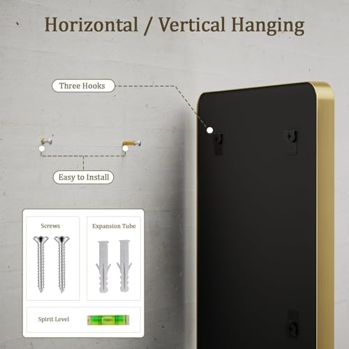 VooBang Bathroom Mirror 24"x32", Gold Gorgeous Deep Frame Wall Mirror