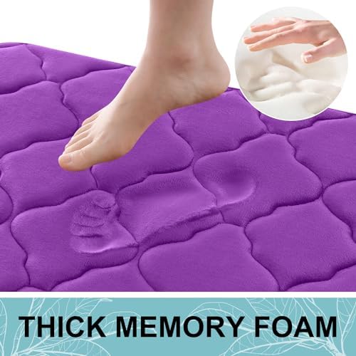 OLANLY Memory Foam Bath Mat Rug 47x17, Ultra Soft Bathroom Rugs, Purple