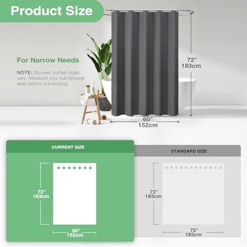Dynamene Stall Waffle Shower Curtain 256 GSM Heavy 60"x72" Charcoal Grey