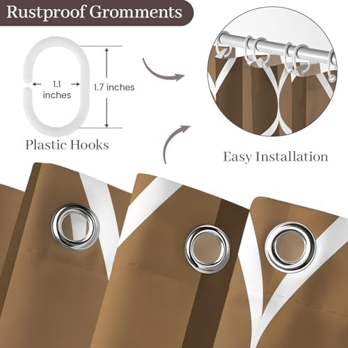Gelbchu Geometric Shower Curtain for Bathroom, Brown, 72x72