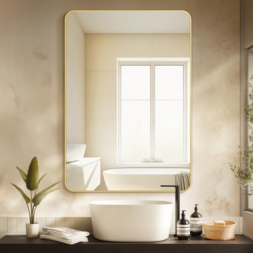 Delma Bathroom Vanity Mirror, Gold Framed Mirror for Over Sink, 40x28