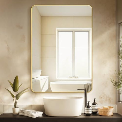 Delma Bathroom Vanity Mirror, Gold Framed Mirror for Over Sink, 40x28
