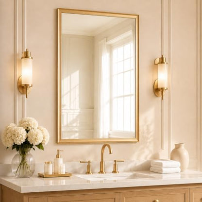 24x36 Inch Brushed Gold Bathroom Mirrors for Over Sink