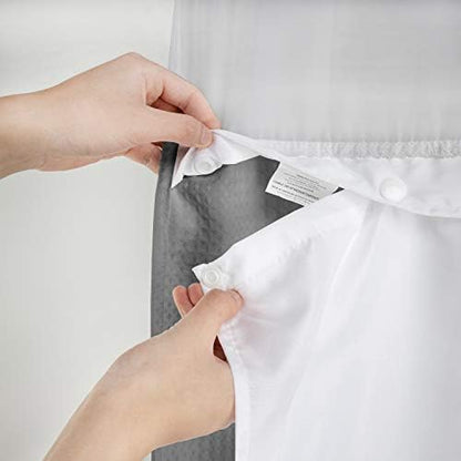 River Dream Heavyweight Waffle No Hook Shower Curtain with Liner,Gray,54x80