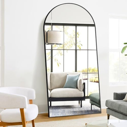 Arched Full Length Mirror, 75"x35" Standing Body Mirror for Wall, Black