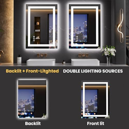LOAAO 23.6"x31.5" LED Bathroom Mirror with Lights, UL Listed