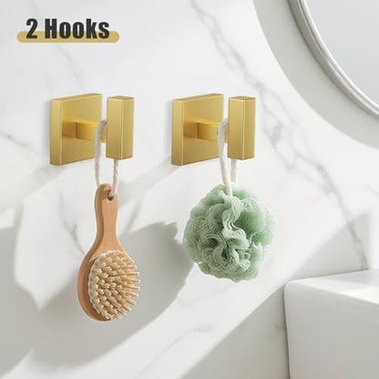 YACVCL 5-Pieces Brushed Gold Bathroom Hardware Accessories Set Stainless Steel Bathroom Towel Bar Set Towel Holder Set for Bathroom,Upgraded Toilet Paper Holder with Shelf,Wall Mounted 23.6"