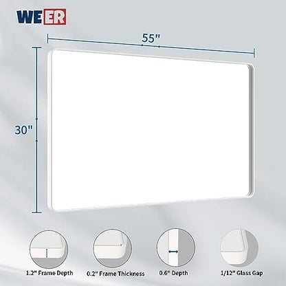 WEER White Bathroom Vanity Mirror 55x30 Inch