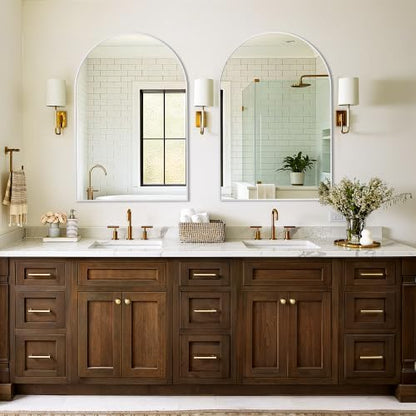 Arched Bathroom Vanity Mirror for Over Sink, 36”x24”, Silver