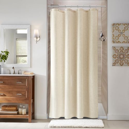 Naturoom Linen Shower Curtain 48x72 Inch for Bathroom Beige 1 Panel