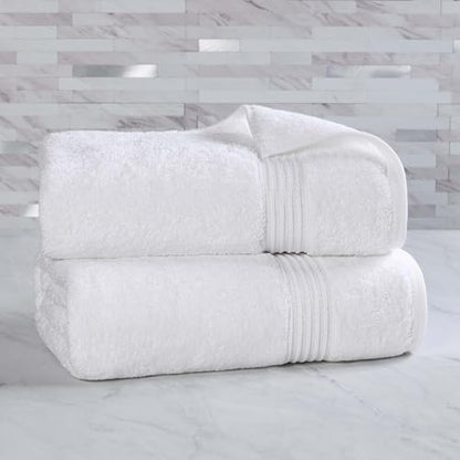 Superior 100% Egyptian Cotton Solid Bath Sheet Set, White, 2-Piece