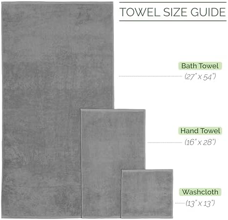 Elegant Comfort 100% Turkish Cotton Corduroy Ribbed Luxury Bath Towels 6-Piece Set, Premium Feel - Quick Dry, Highly Absorbent, Contains 2 Bath Towels, 2 Hand Towels, and 2 Washcloths, Gray