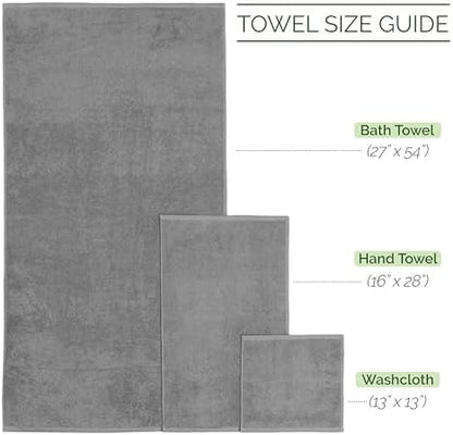 Elegant Comfort 100% Turkish Cotton Corduroy Ribbed Luxury Bath Towels 6-Piece Set, Premium Feel - Quick Dry, Highly Absorbent, Contains 2 Bath Towels, 2 Hand Towels, and 2 Washcloths, Gray