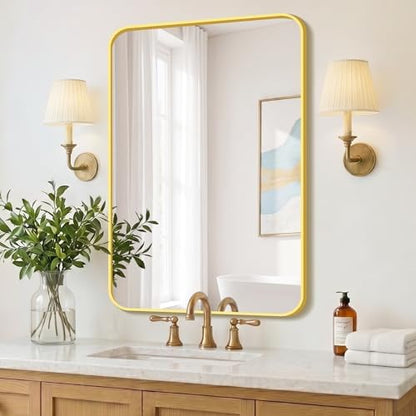 FICTOR Bathroom Mirror for Over Sink, 24"x36" Vanity Mirror for Wall, Gold