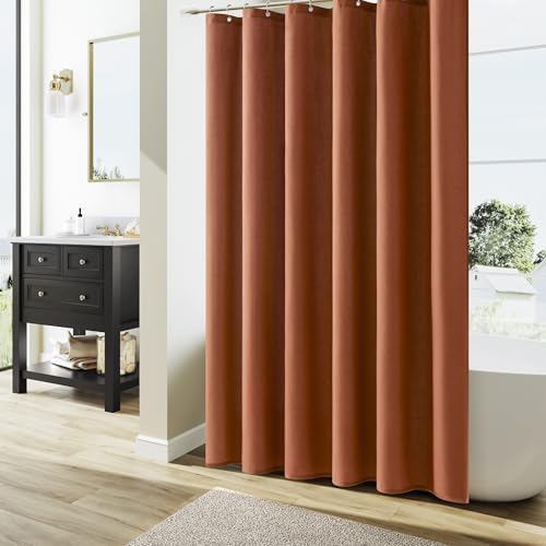 Naturoom Linen Shower Curtain 84 Inch Long for Bathroom Terracotta 1 Panel