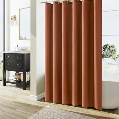 Naturoom Linen Shower Curtain 84 Inch Long for Bathroom Terracotta 1 Panel