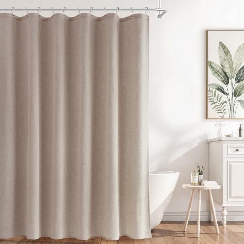 Naturoom Linen Shower Curtain 78 Inch Long for Bathroom Sand Beige 1 Panel