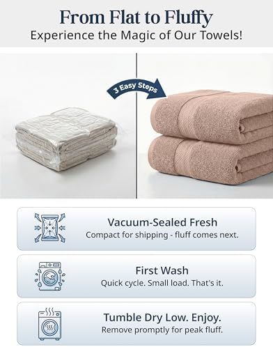 LANE LINEN Bath Towel Set Quick Dry 100% Cotton 6 Piece Soft - Taupe