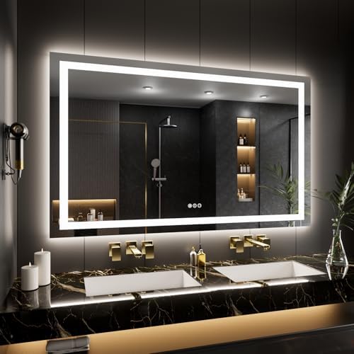 LOAAO 55"X40" LED Bathroom Mirror with Lights, UL Listed