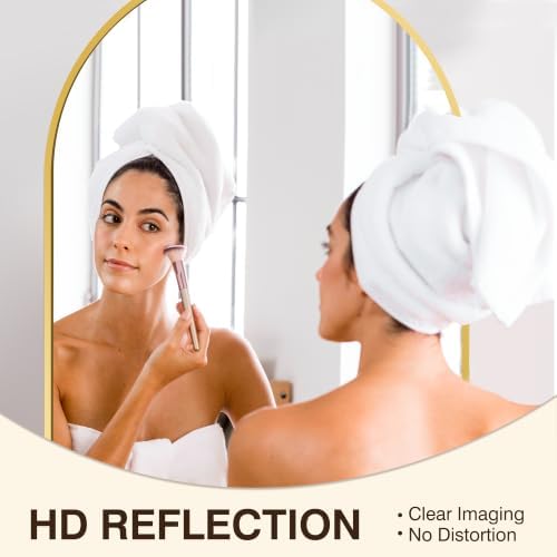 FICTOR 30" x 40" Arched Bathroom Vanity Mirror for Over Sink, Gold