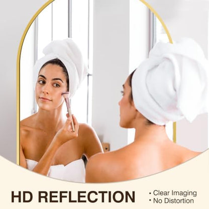 FICTOR 30" x 40" Arched Bathroom Vanity Mirror for Over Sink, Gold
