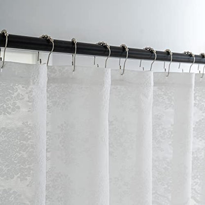 TUDECO White Lace Stall Shower Curtain with Valance 36''W x 72''L